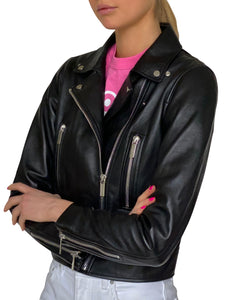 PINK AS FUCK STUDDED LEATHER JACKET