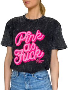 PINK AS FUCK BLACK ACID WASH T-SHIRT