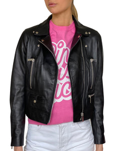 PINK AS FUCK STUDDED LEATHER JACKET